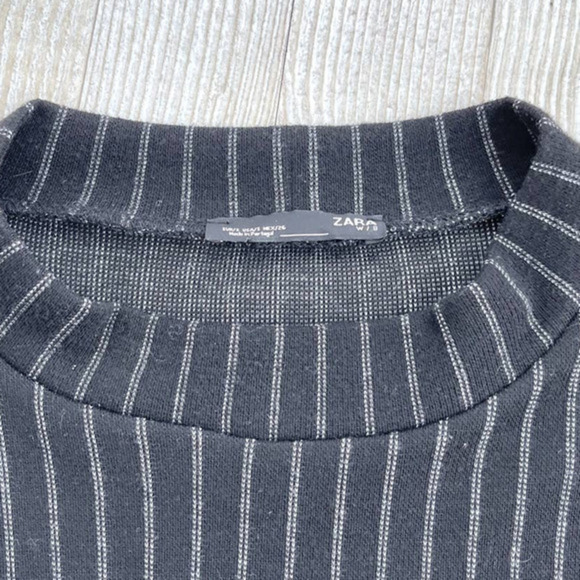 Zara Knit Fur Trim Shift Dress | Grey/Black Size Small - Picture 3 of 7